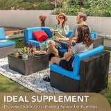 Devoko Patio Furniture Sets 6 Pieces Outdoor Sectional Rattan Sofa Manual Weaving Wicker Patio Conversation Set with Glass Table and Cushion (Beige)